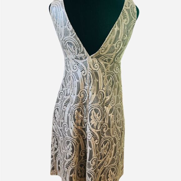 Tibi Lace Dress Size 4 Sleeveless Bronze Semi-Formal Party Mini in Classic Cut - Picture 3 of 8